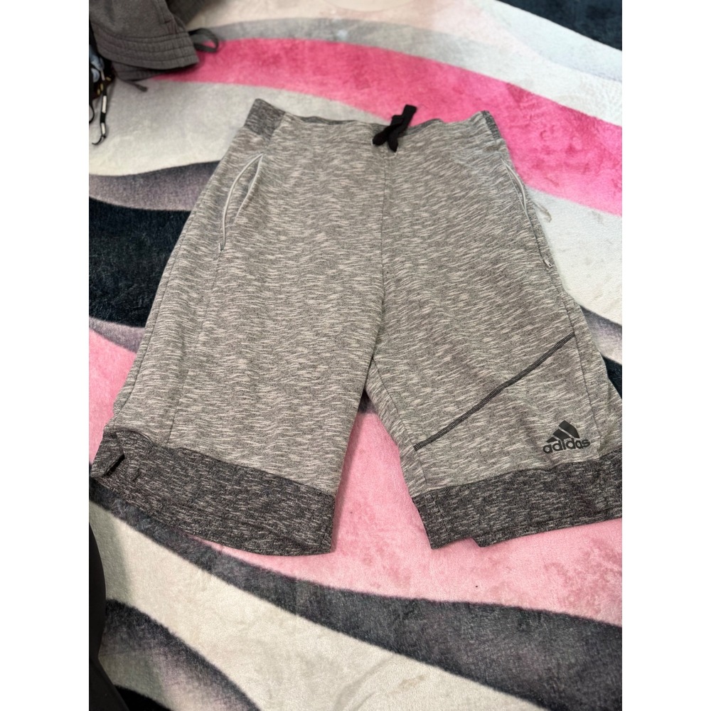 Adidas Mens Grey Space Dye Athletic Gym Shorts Size Large Zipper Pockets